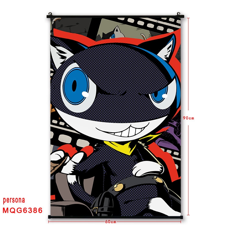 Megami Ibunroku Persona Anime black Plastic rod Cloth painting Wall Scroll 60X90CM MQG-6386