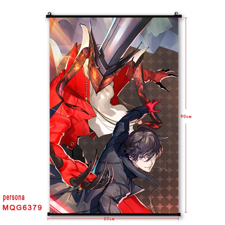 Megami Ibunroku Persona Anime black Plastic rod Cloth painting Wall Scroll 60X90CM  MQG-6379