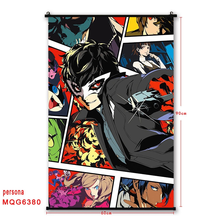 Megami Ibunroku Persona Anime black Plastic rod Cloth painting Wall Scroll 60X90CM  MQG-6380