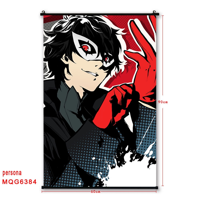 Megami Ibunroku Persona Anime black Plastic rod Cloth painting Wall Scroll 60X90CM  MQG-6384