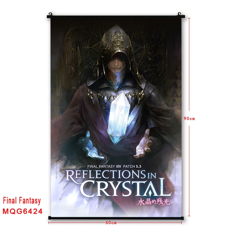 Final Fantasy Anime black Plastic rod Cloth painting Wall Scroll 60X90CM  MQG-6424