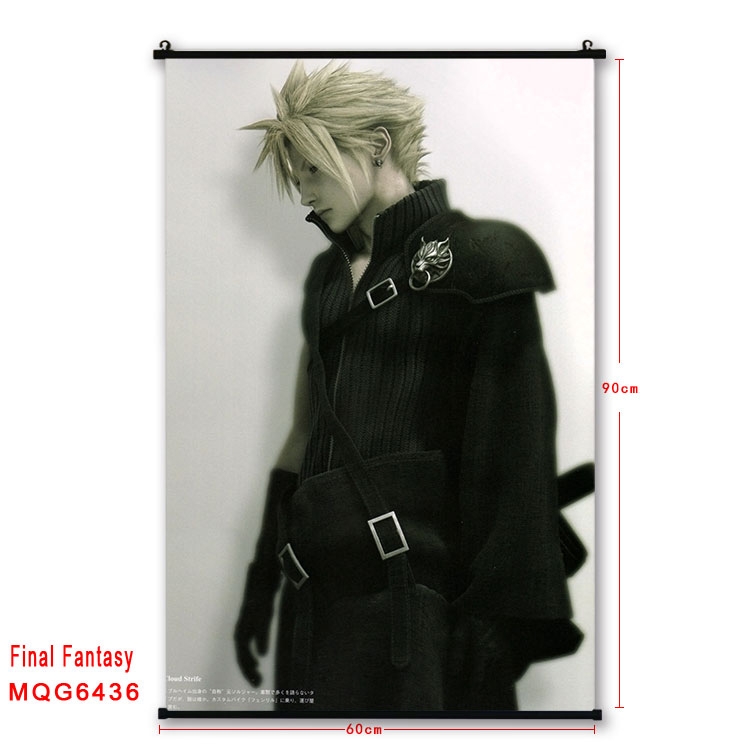 Final Fantasy Anime black Plastic rod Cloth painting Wall Scroll 60X90CM MQG-6436