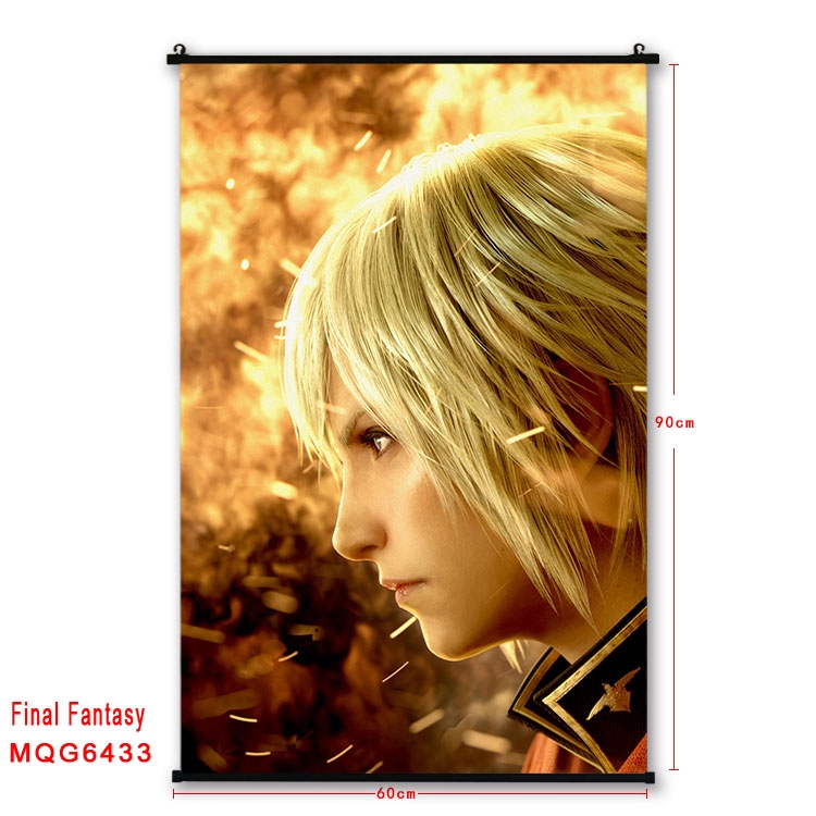 Final Fantasy Anime black Plastic rod Cloth painting Wall Scroll 60X90CM MQG-6433