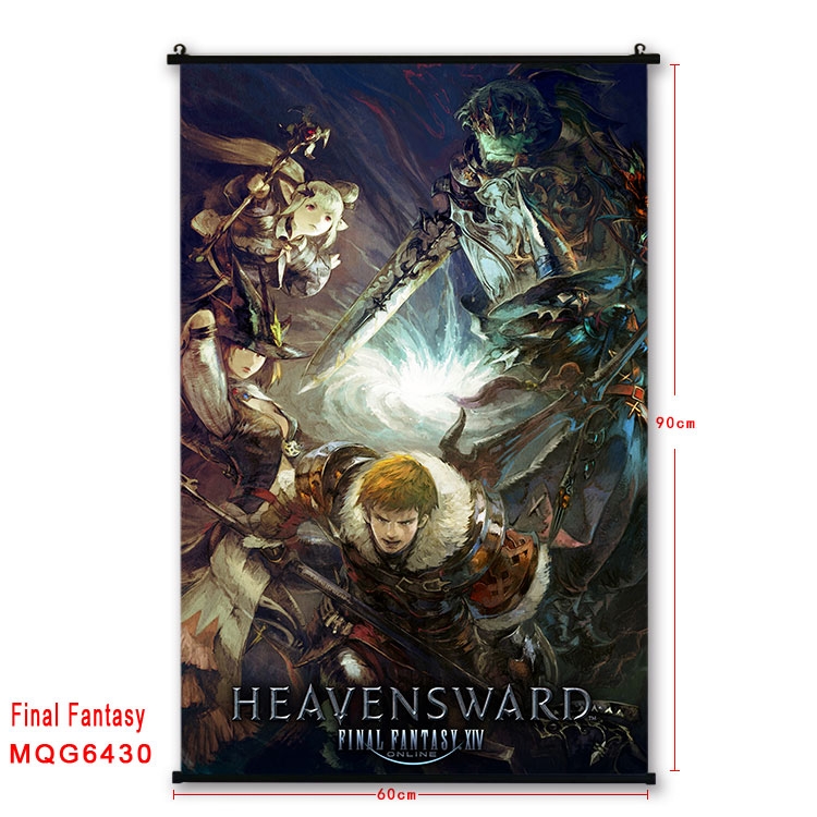 Final Fantasy Anime black Plastic rod Cloth painting Wall Scroll 60X90CM MQG-6430