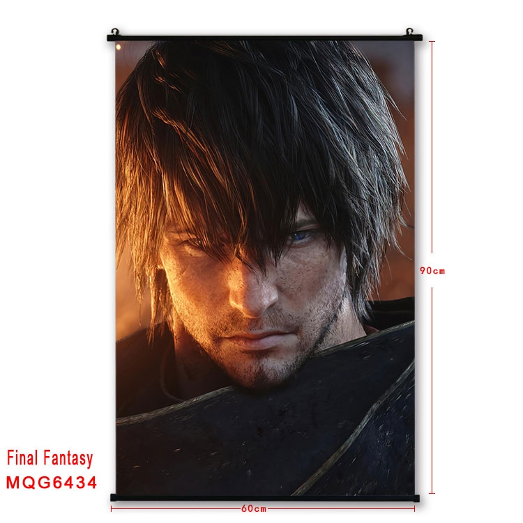 Final Fantasy Anime black Plastic rod Cloth painting Wall Scroll 60X90CM  MQG-6434