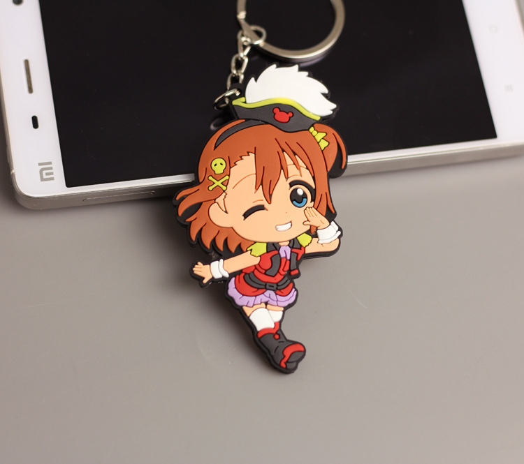 Lovelive Anime peripheral double-sided soft rubber keychain PVC pendant 6-8cm price for 5 pcs