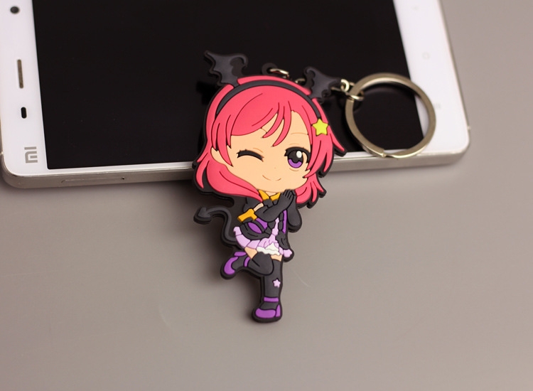 Lovelive Anime peripheral double-sided soft rubber keychain PVC pendant 6-8cm price for 5 pcs