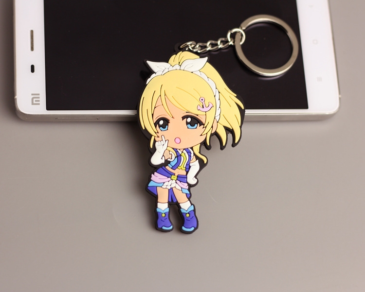 Lovelive Anime peripheral double-sided soft rubber keychain PVC pendant 6-8cm price for 5 pcs