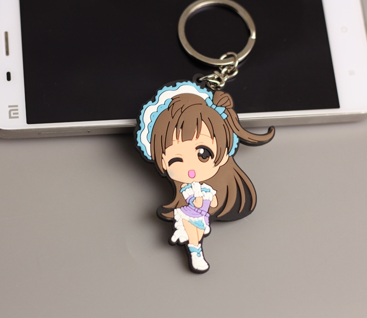 Lovelive Anime peripheral double-sided soft rubber keychain PVC pendant 6-8cm price for 5 pcs