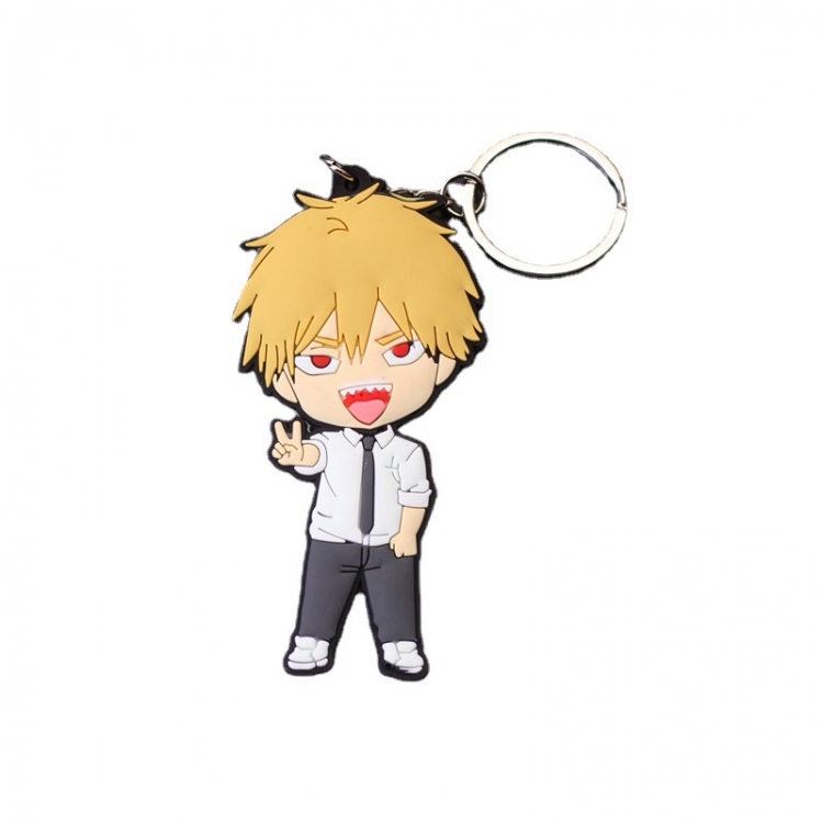 Chainsaw man Anime peripheral double-sided soft rubber keychain PVC pendant 6-8cm price for 5 pcs