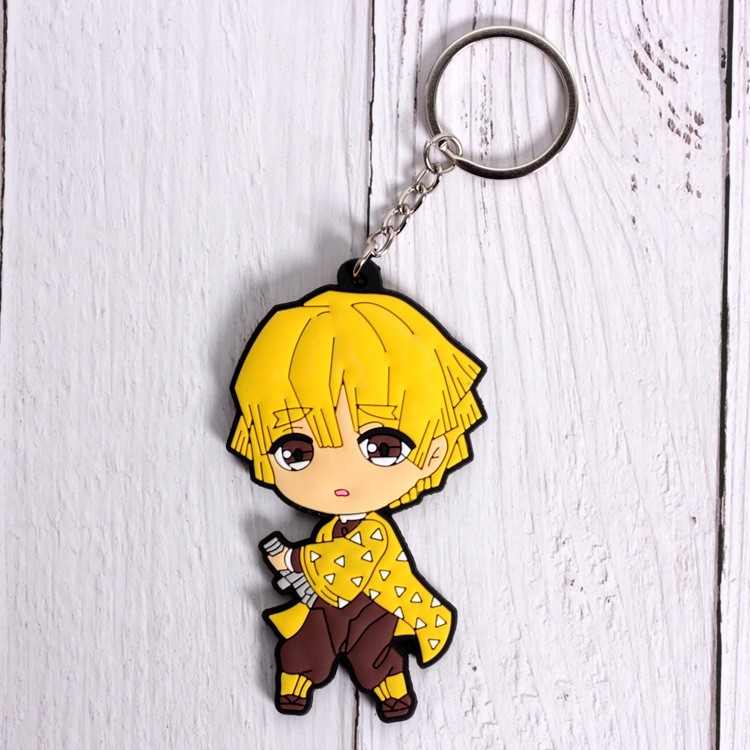 Demon Slayer Kimets Anime peripheral double-sided soft rubber keychain PVC pendant 6-8cm price for 5 pcs