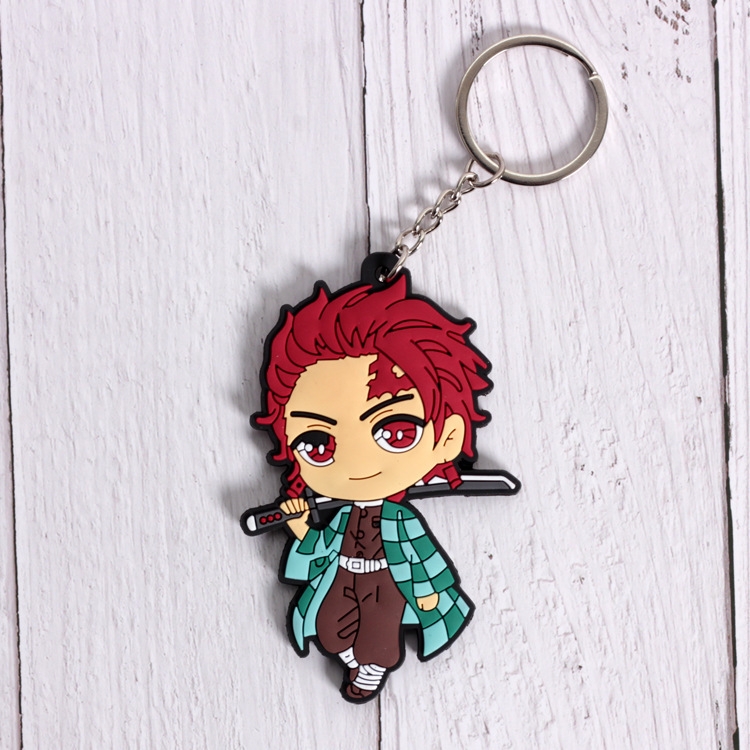 Demon Slayer Kimets Anime peripheral double-sided soft rubber keychain PVC pendant 6-8cm price for 5 pcs