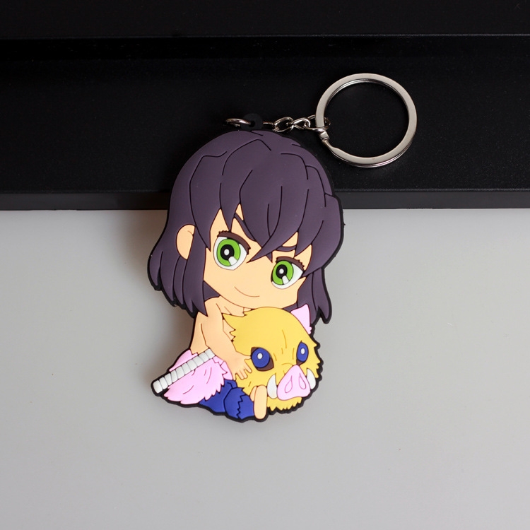 Demon Slayer Kimets Anime peripheral double-sided soft rubber keychain PVC pendant 6-8cm price for 5 pcs