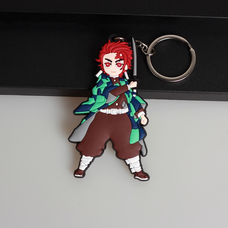 Demon Slayer Kimets Anime peripheral double-sided soft rubber keychain PVC pendant 6-8cm price for 5 pcs