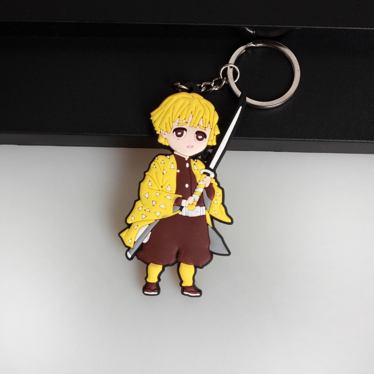 Demon Slayer Kimets Anime peripheral double-sided soft rubber keychain PVC pendant 6-8cm price for 5 pcs