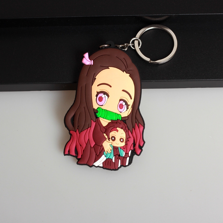 Demon Slayer Kimets Anime peripheral double-sided soft rubber keychain PVC pendant 6-8cm price for 5 pcs