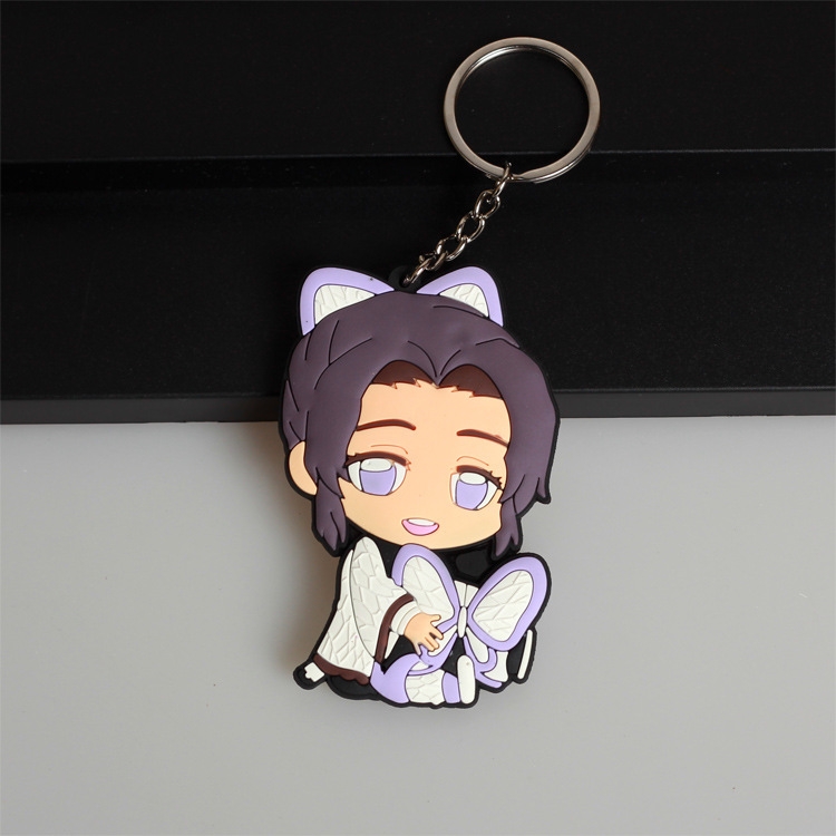 Demon Slayer Kimets Anime peripheral double-sided soft rubber keychain PVC pendant 6-8cm price for 5 pcs