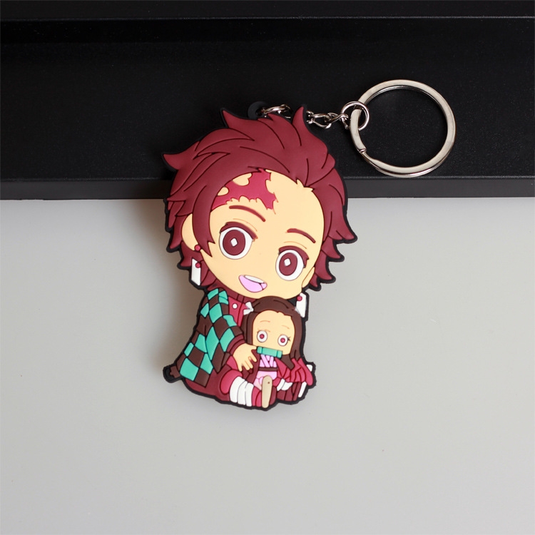 Demon Slayer Kimets Anime peripheral double-sided soft rubber keychain PVC pendant 6-8cm price for 5 pcs