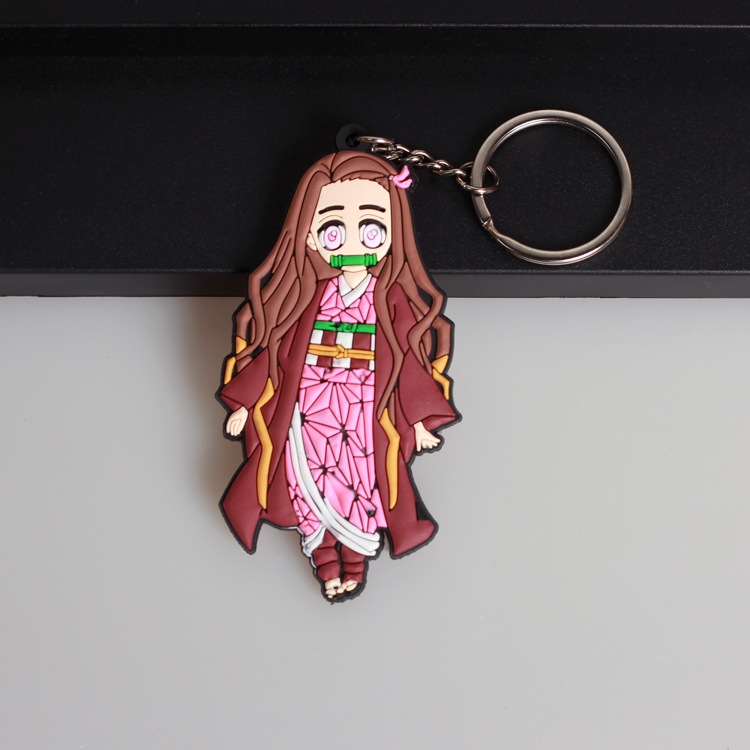 Demon Slayer Kimets Anime peripheral double-sided soft rubber keychain PVC pendant 6-8cm price for 5 pcs