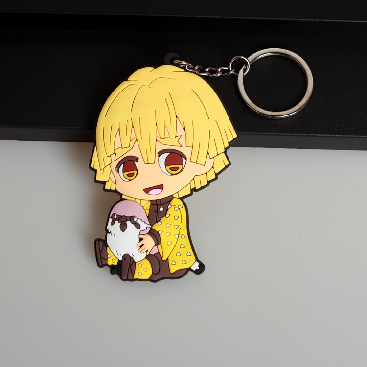 Demon Slayer Kimets Anime peripheral double-sided soft rubber keychain PVC pendant 6-8cm price for 5 pcs