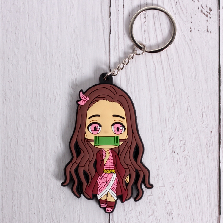 Demon Slayer Kimets Anime peripheral double-sided soft rubber keychain PVC pendant 6-8cm price for 5 pcs