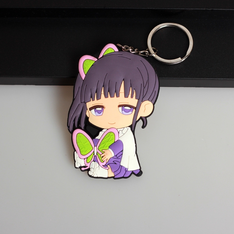 Demon Slayer Kimets Anime peripheral double-sided soft rubber keychain PVC pendant 6-8cm price for 5 pcs