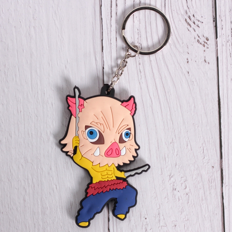 Demon Slayer Kimets Anime peripheral double-sided soft rubber keychain PVC pendant 6-8cm price for 5 pcs