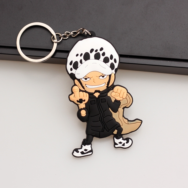 One Piece Anime peripheral double-sided soft rubber keychain PVC pendant 6-8cm price for 5 pcs