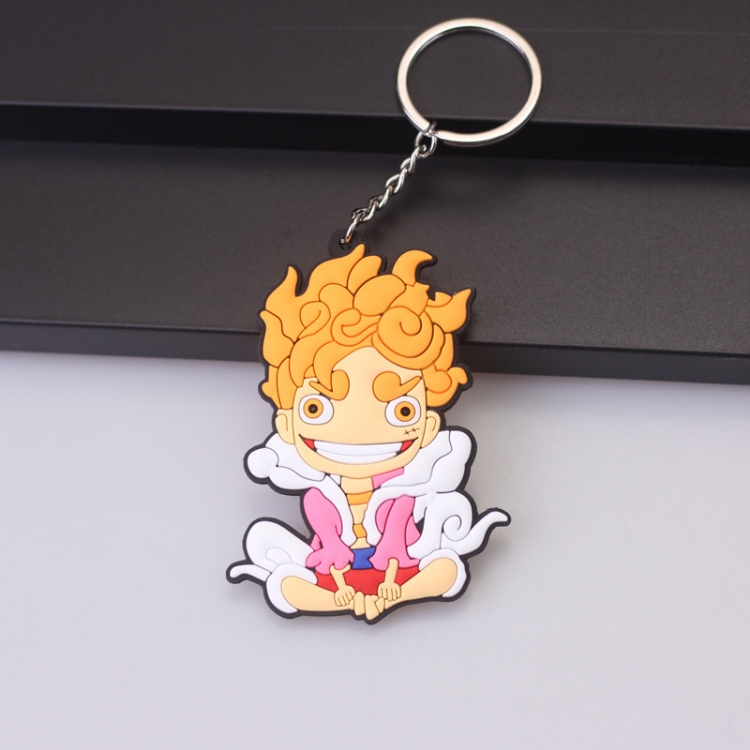 One Piece Anime peripheral double-sided soft rubber keychain PVC pendant 6-8cm price for 5 pcs