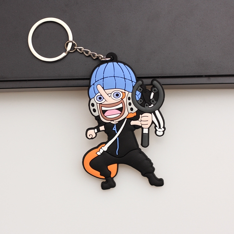 One Piece Anime peripheral double-sided soft rubber keychain PVC pendant 6-8cm price for 5 pcs