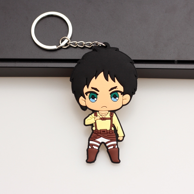 Shingeki no Kyojin Anime peripheral double-sided soft rubber keychain PVC pendant 6-8cm price for 5 pcs