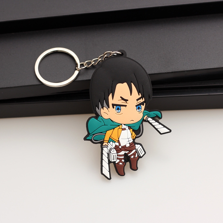 Shingeki no Kyojin Anime peripheral double-sided soft rubber keychain PVC pendant 6-8cm price for 5 pcs