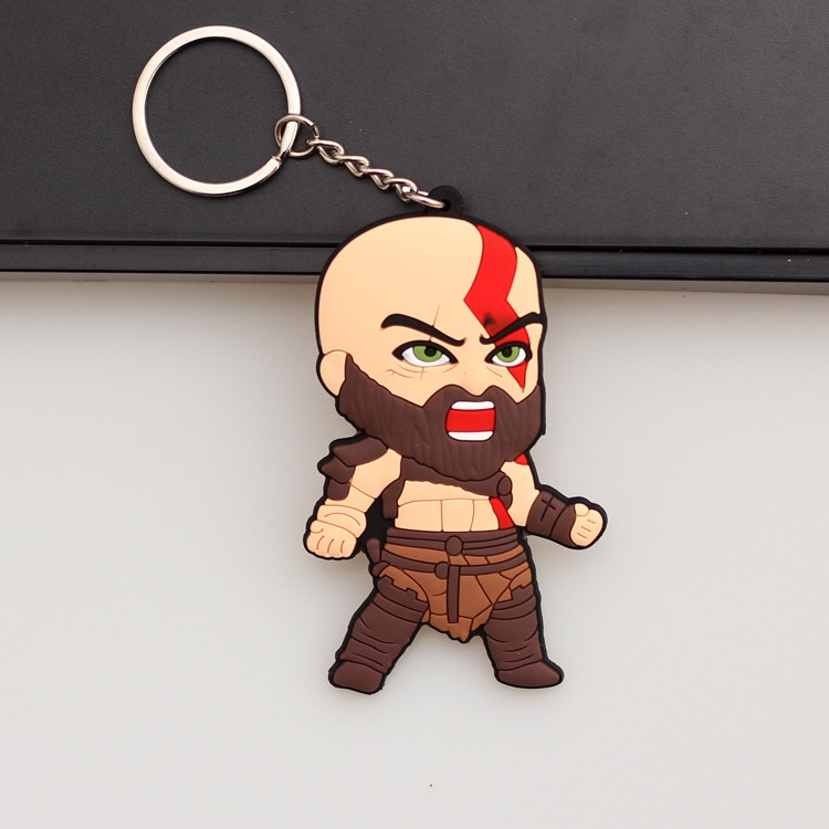 God of War Anime peripheral double-sided soft rubber keychain PVC pendant 6-8cm price for 5 pcs