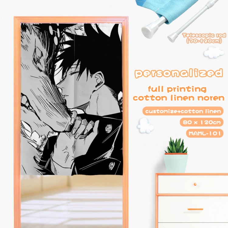 Jujutsu Kaisen Anime imitation cotton and linen color printed door curtain 80X120CM