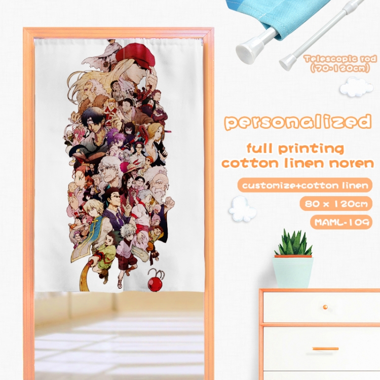 HunterXHunter Anime imitation cotton and linen color printed door curtain 80X120CM