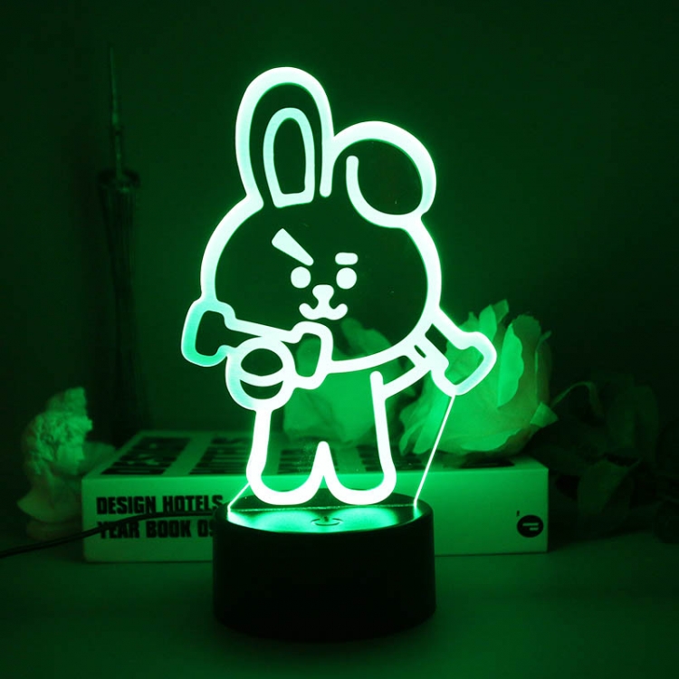 Little Rabbit 3D night light USB touch switch colorful acrylic table lamp BLACK BASE