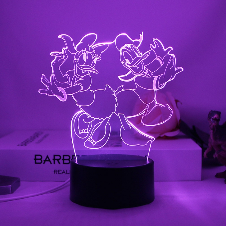 Donald Duck 3D night light USB touch switch colorful acrylic table lamp BLACK BASE