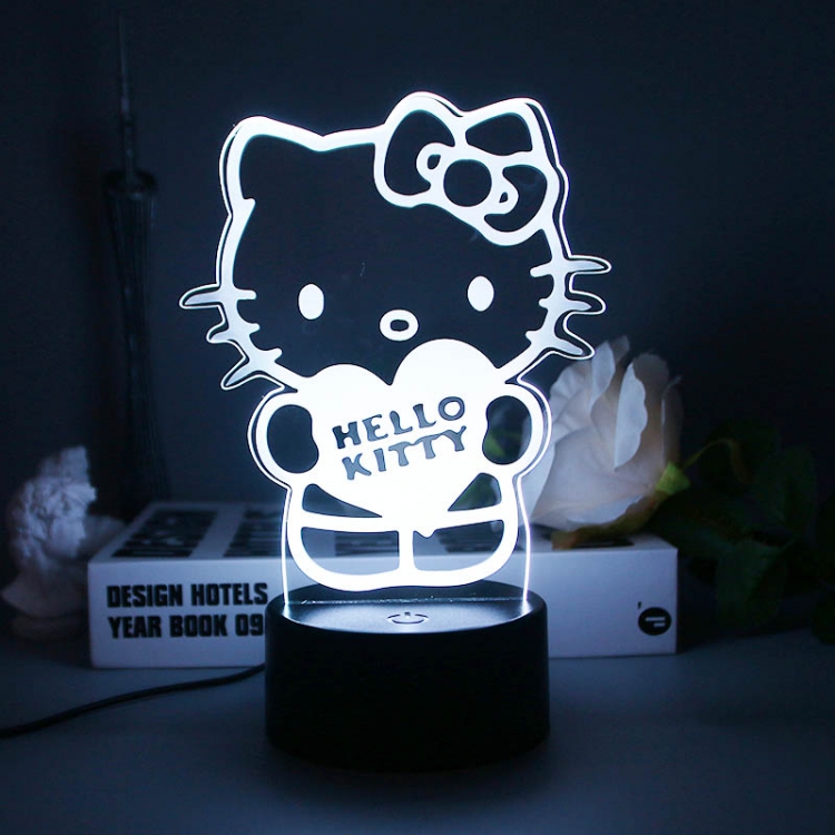Hello Kitty 3D night light USB touch switch colorful acrylic table lamp BLACK BASE