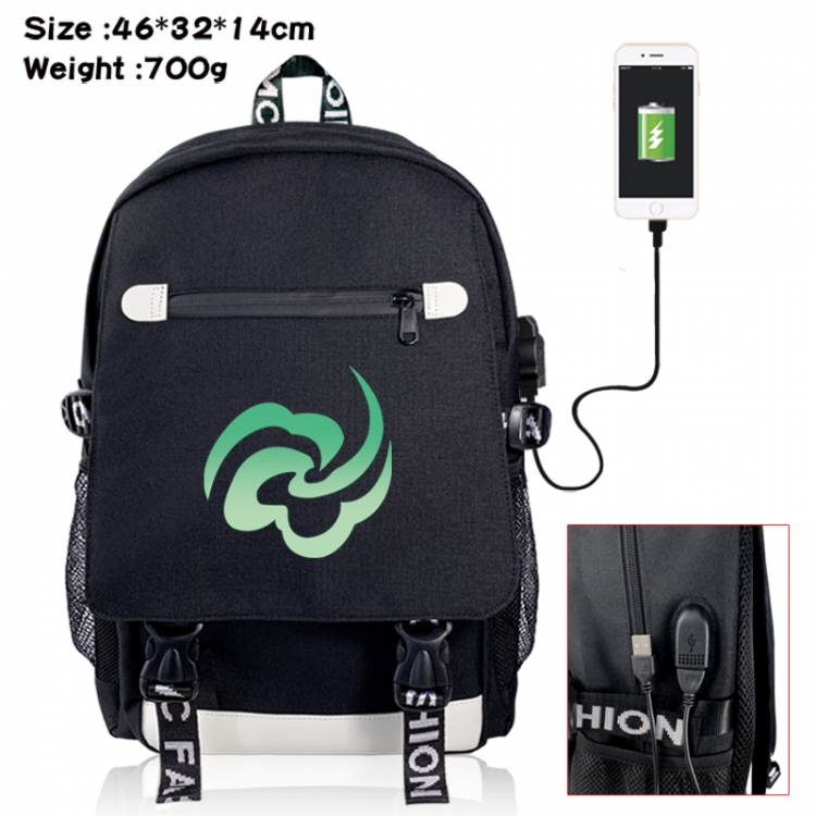 Honkai: Star Rail canvas USB backpack cartoon print student backpack 46X32X14CM 700g