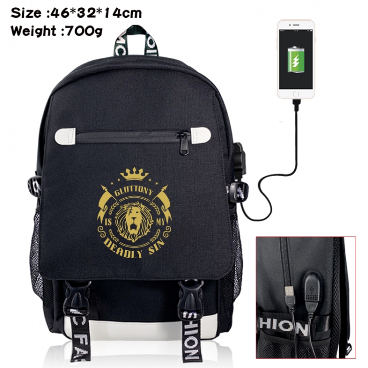 The Seven Deadly Sins canvas USB backpack cartoon print student backpack 46X32X14CM 700g
