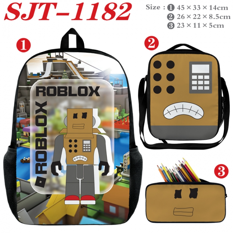 ROBLOX Anime nylon canvas backpack pencil case crossbody bag three piece set 45x33x14cm