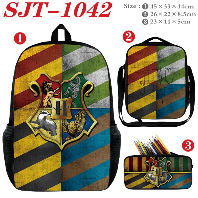 Harry Potter Anime nylon canvas backpack pencil case crossbody bag three piece set 45x33x14cm
