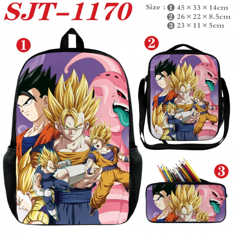 DRAGON BALL Anime nylon canvas backpack pencil case crossbody bag three piece set 45x33x14cm SJT-1170