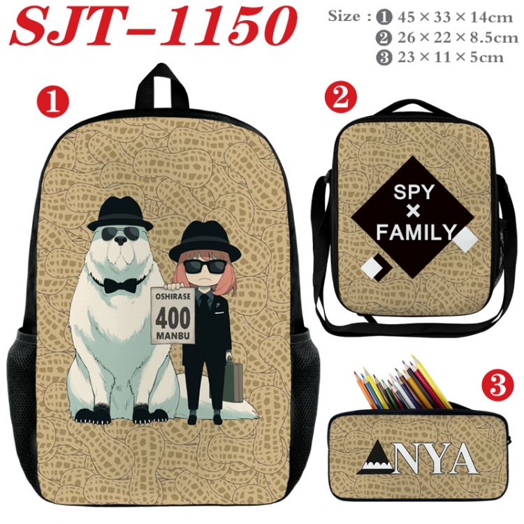 SPY×FAMILY Anime nylon canvas backpack pencil case crossbody bag three piece set 45x33x14cm