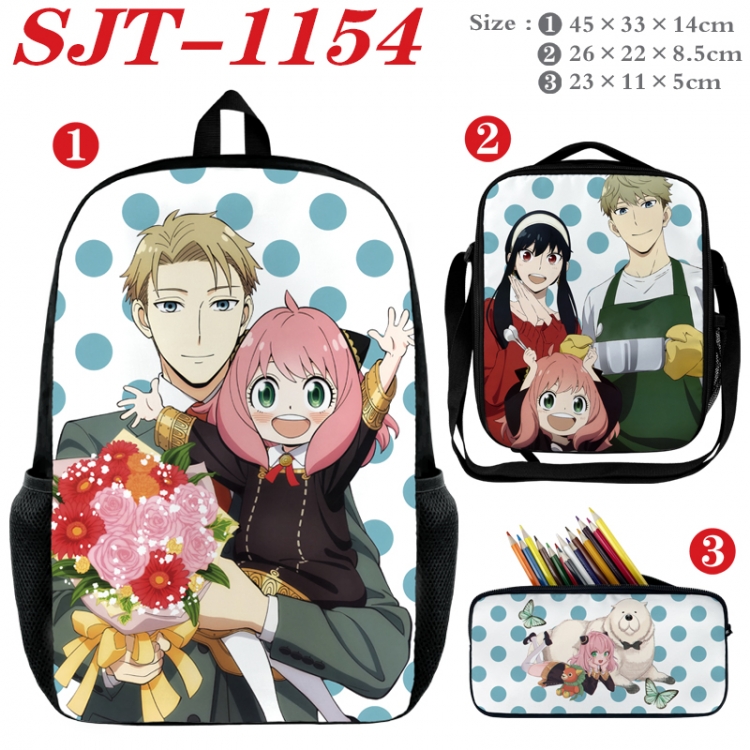 SPY×FAMILY Anime nylon canvas backpack pencil case crossbody bag three piece set 45x33x14cm
