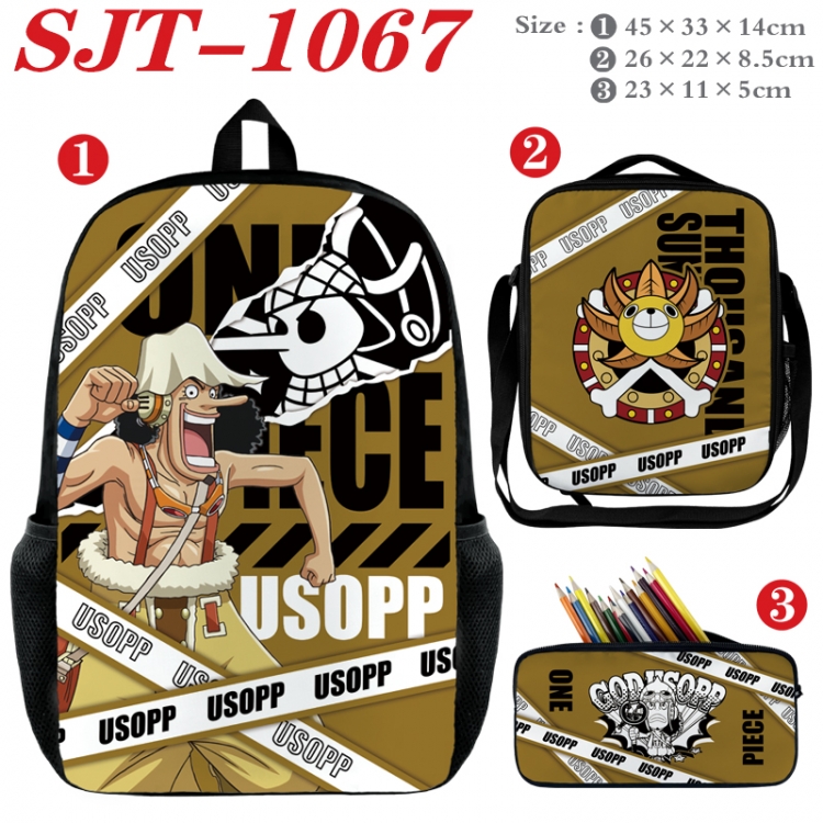 One Piece Anime nylon canvas backpack pencil case crossbody bag three piece set 45x33x14cm