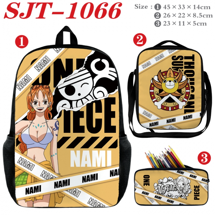 One Piece Anime nylon canvas backpack pencil case crossbody bag three piece set 45x33x14cm