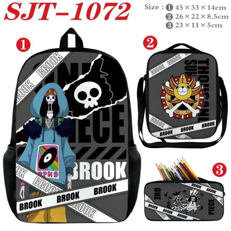 One Piece Anime nylon canvas backpack pencil case crossbody bag three piece set 45x33x14cm