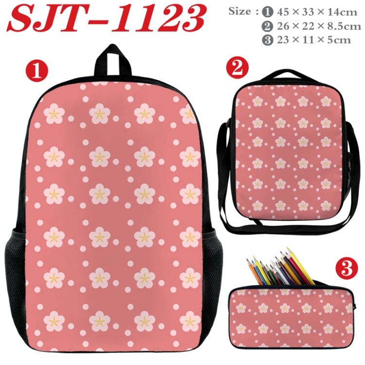 Demon Slayer Kimets Anime nylon canvas backpack pencil case crossbody bag three piece set 45x33x14cm