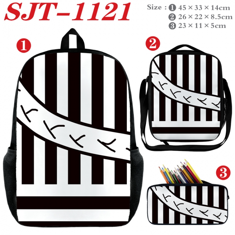 Demon Slayer Kimets Anime nylon canvas backpack pencil case crossbody bag three piece set 45x33x14cm